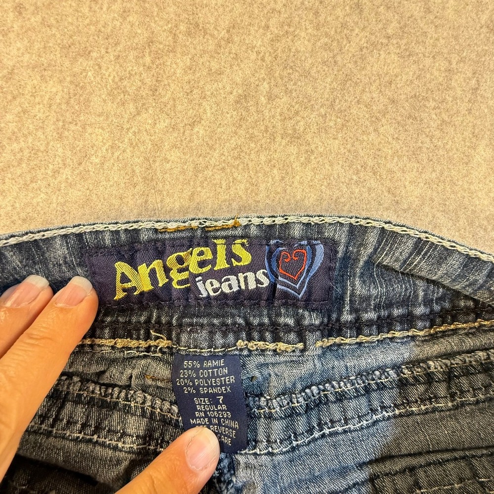 Angels Jeans Womens Size 7 Medium Wash Bootcut Denim Thick Stitch Flap Pocket - Picture 5 of 6